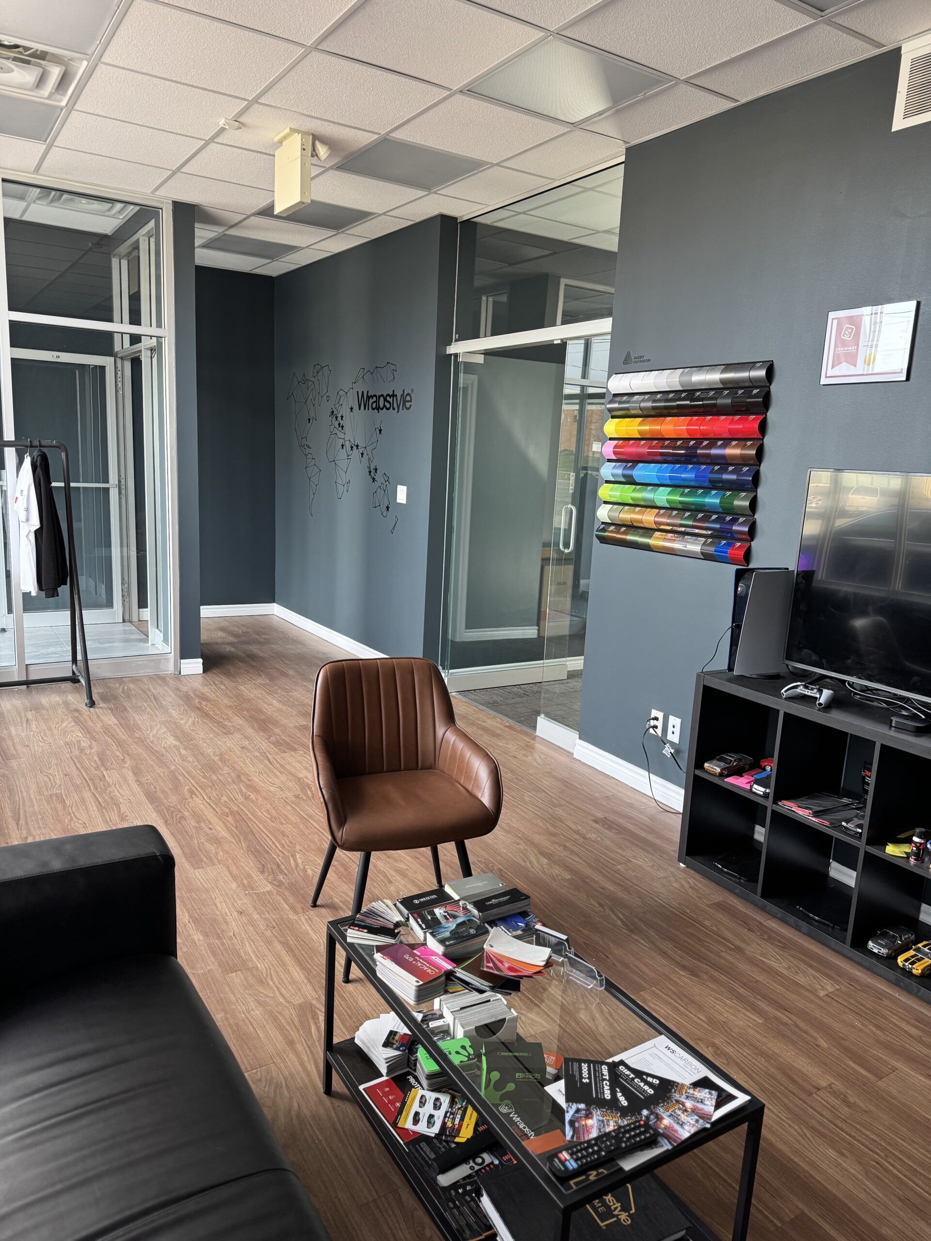 Lobby at WrapstyleHome Office where you can select and customize your material for wrapping renewal at North York, Ontario